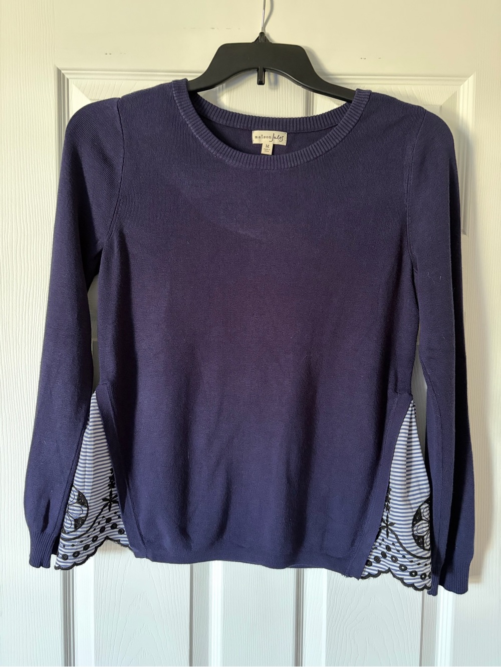 maison Jules Navy Floral Detail Sweater